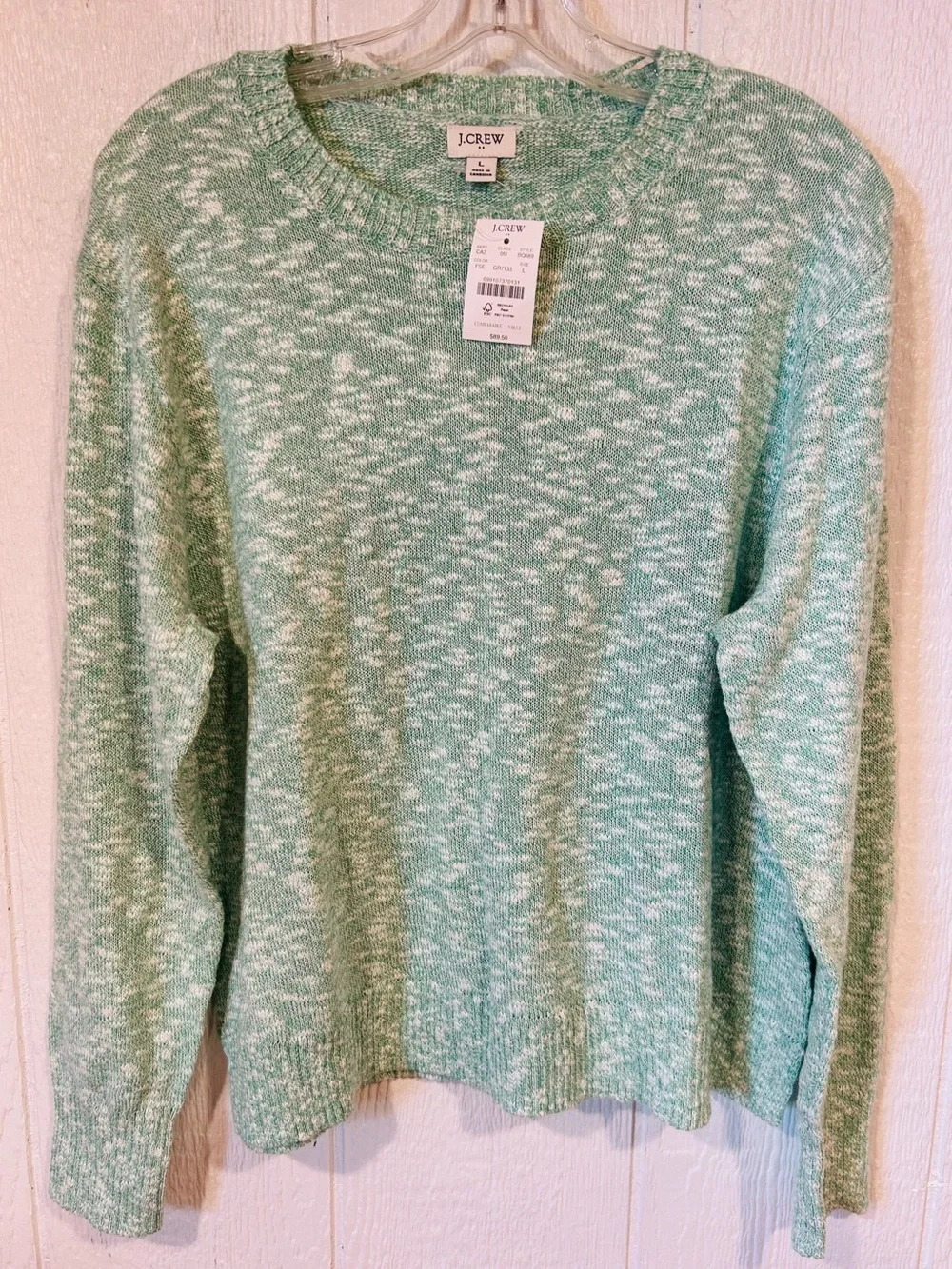 NEW J.Crew Mint Green Marled Crewneck Sweater